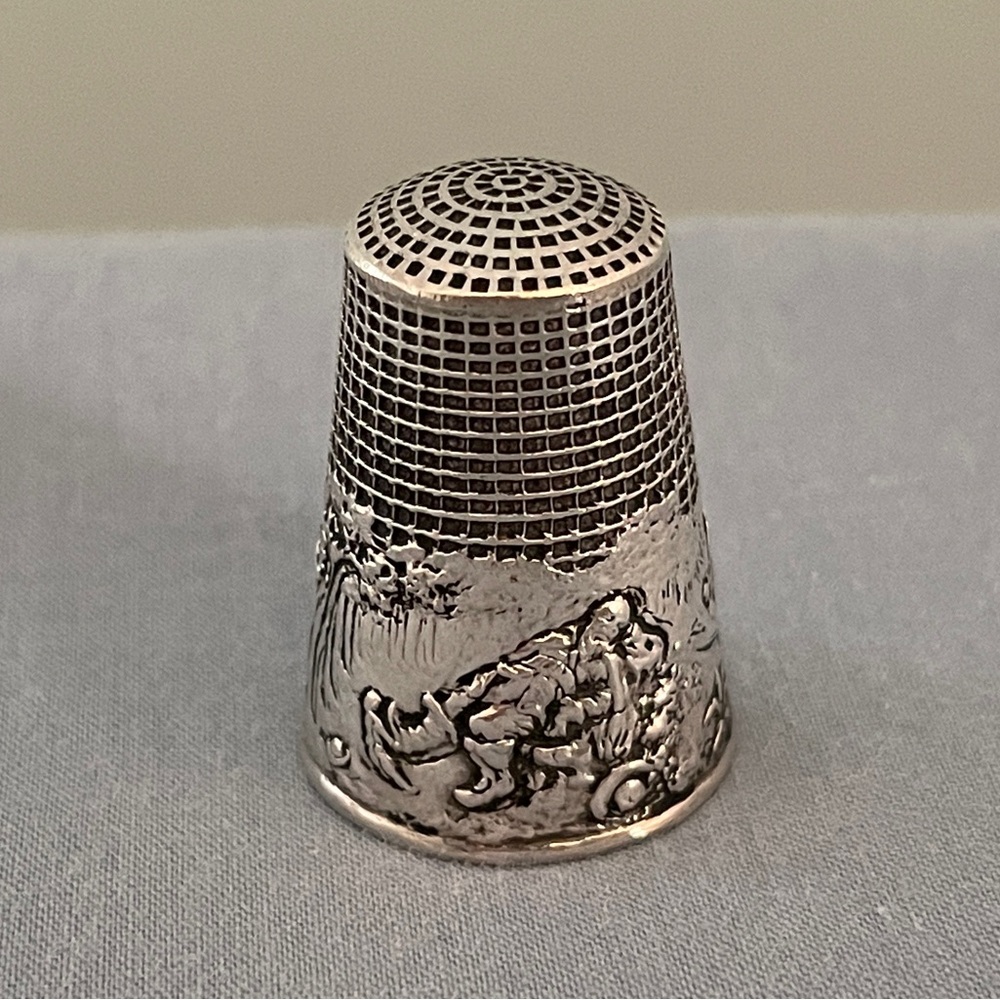 Sterling Silver French Fable Thimble “Thom Thumb” C.1970s